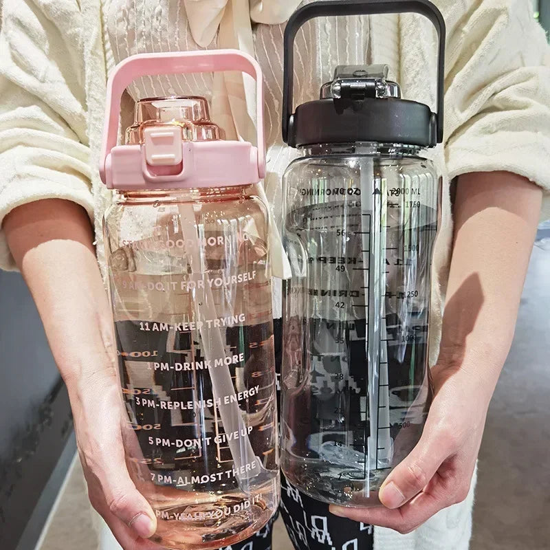 Avtoit | 2L Portable Sports Water Bottle with Straw and Time Markings