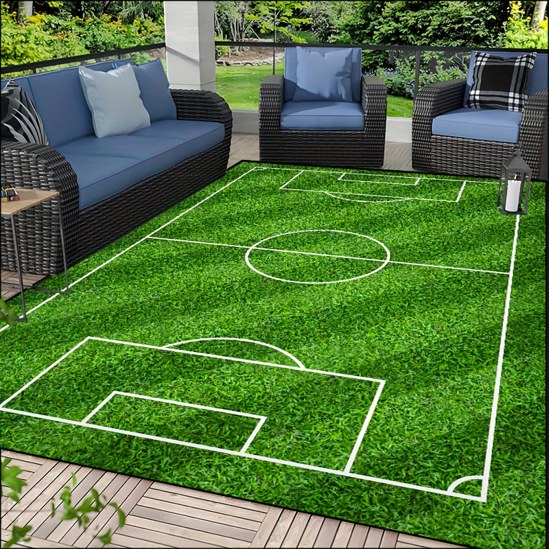 Avtoit | Football Field Pattern Carpet - non-slip washable lounge mats for living room, bedroom, garden or gaming room
