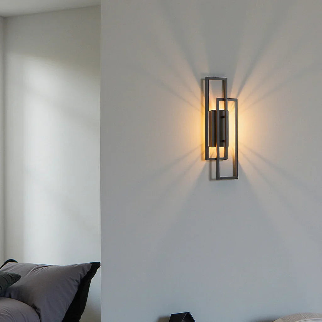 Avtoit | Modern Geometric LED Wall Light – Rectangle Design with Remote Dimming (Black or Copper Finish)