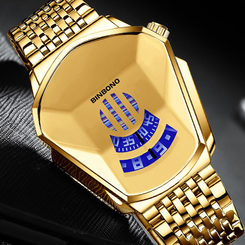 Men's Diamond-Style Quartz Watch with Creative Second Hand