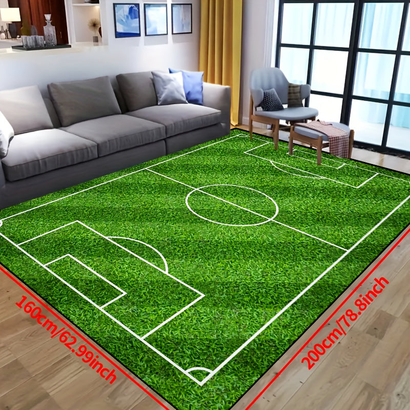 Avtoit | Football Field Pattern Carpet - non-slip washable lounge mats for living room, bedroom, garden or gaming room