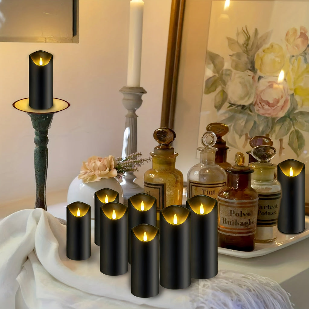 Avtoit | MystiFlame - 5-Piece LED Candle Set with Black Finish