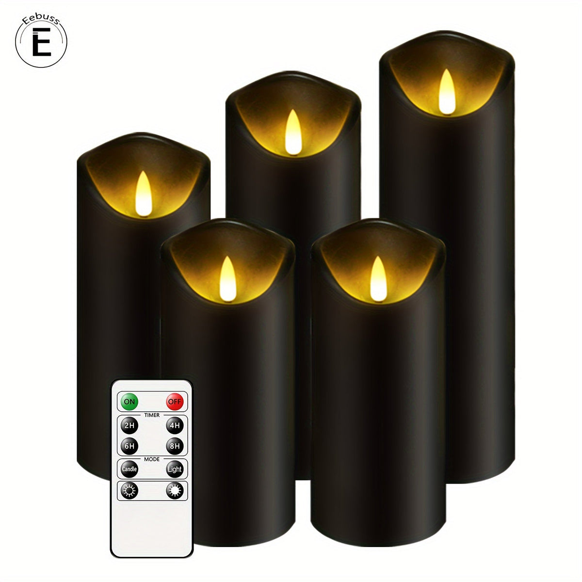 Avtoit | MystiFlame - 5-Piece LED Candle Set with Black Finish