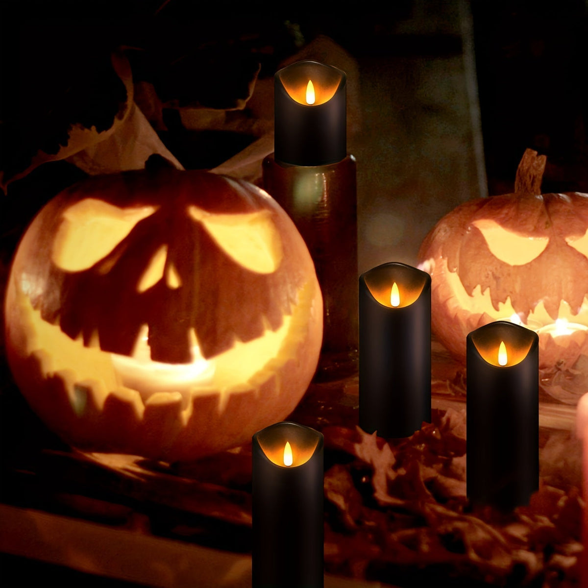 Avtoit | MystiFlame - 5-Piece LED Candle Set with Black Finish
