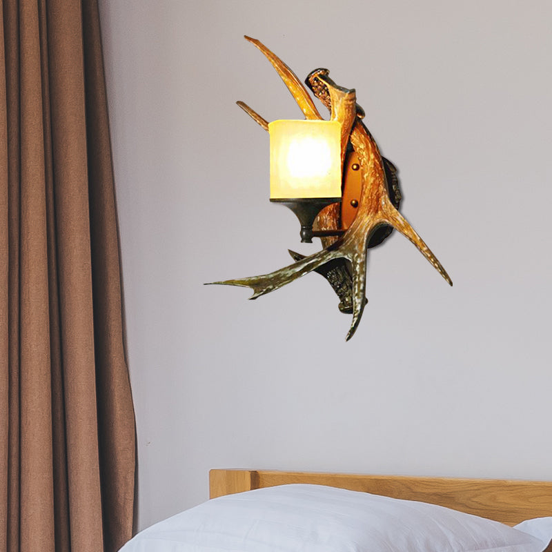Avtoit | 1 Light Marble Wall Light Modern Style Bronze Cylinder Dining Room Wall Light with Moose