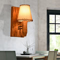 Avtoit | 1/2-Light Tapered Wall Lamp Industrial Wooden Fabric Wall Lamp Fixture for Dining Room