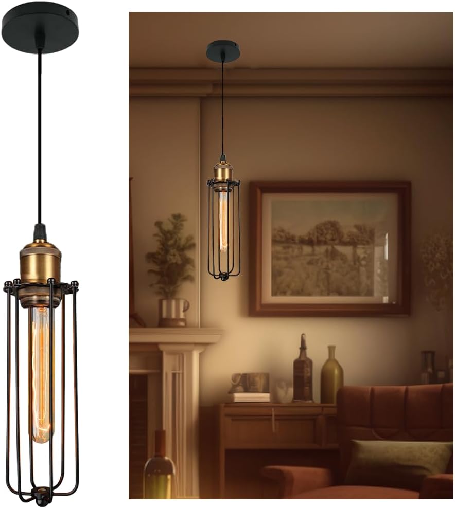 Avtoit | Industrial Pendant Light in Retro Design – Vintage Hanging Lamp with Metal Grid