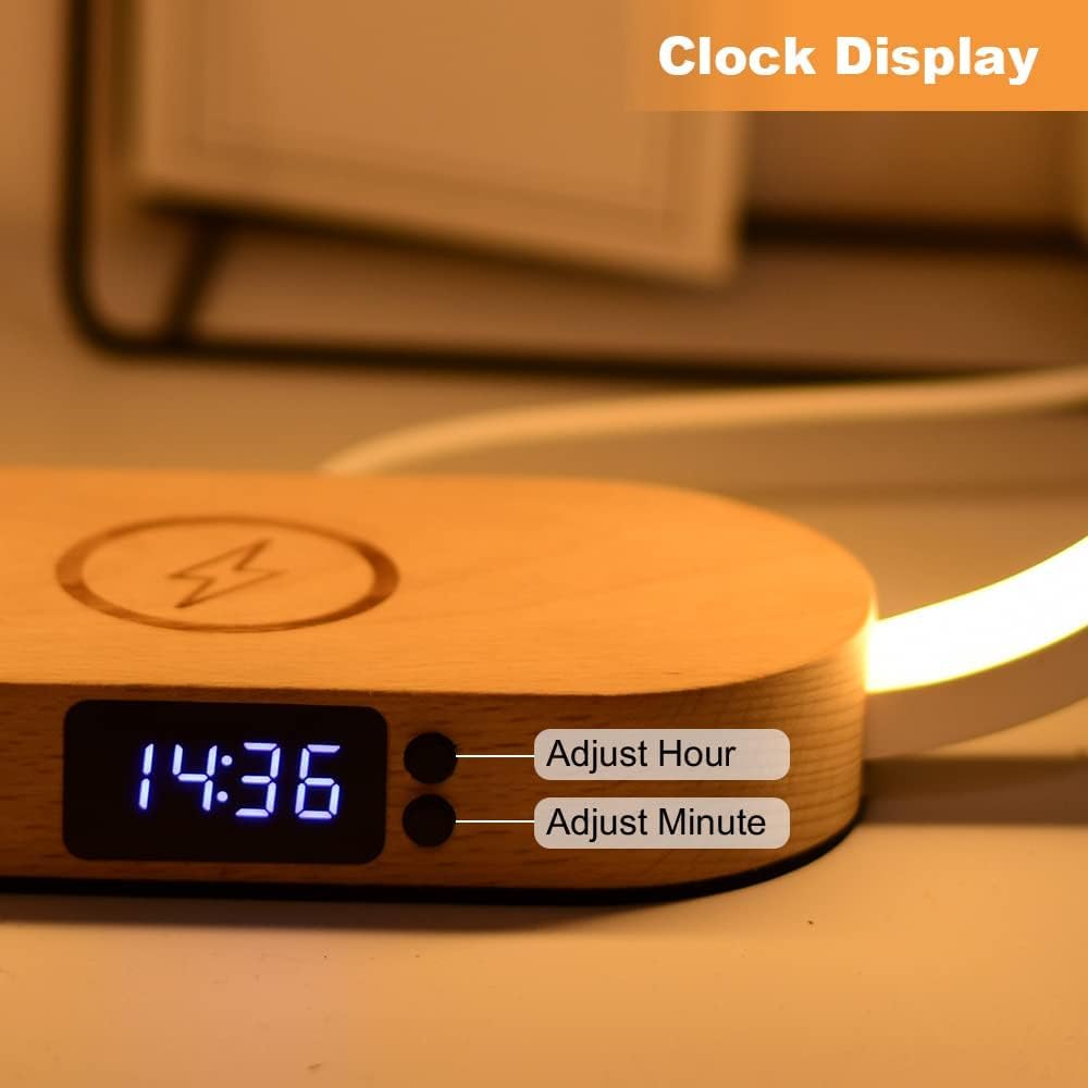 Avtoit | Wireless Charging Bedside Table Lamp with Clock – Lumora