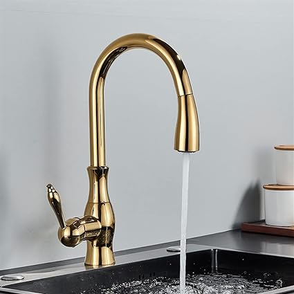 Avtoit | Brass Kitchen Faucet Pull Out Mixer Sink Water Tap 360 Rotation Single Handle