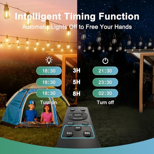 Avtoit | 52FT Solar String Lights for Outdoor with Remote Control, Warm White
