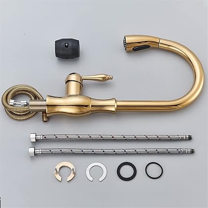 Avtoit | Brass Kitchen Faucet Pull Out Mixer Sink Water Tap 360 Rotation Single Handle