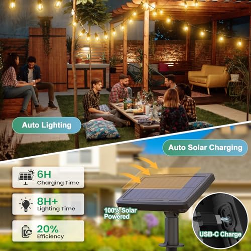Avtoit | 52FT Solar String Lights for Outdoor with Remote Control, Warm White