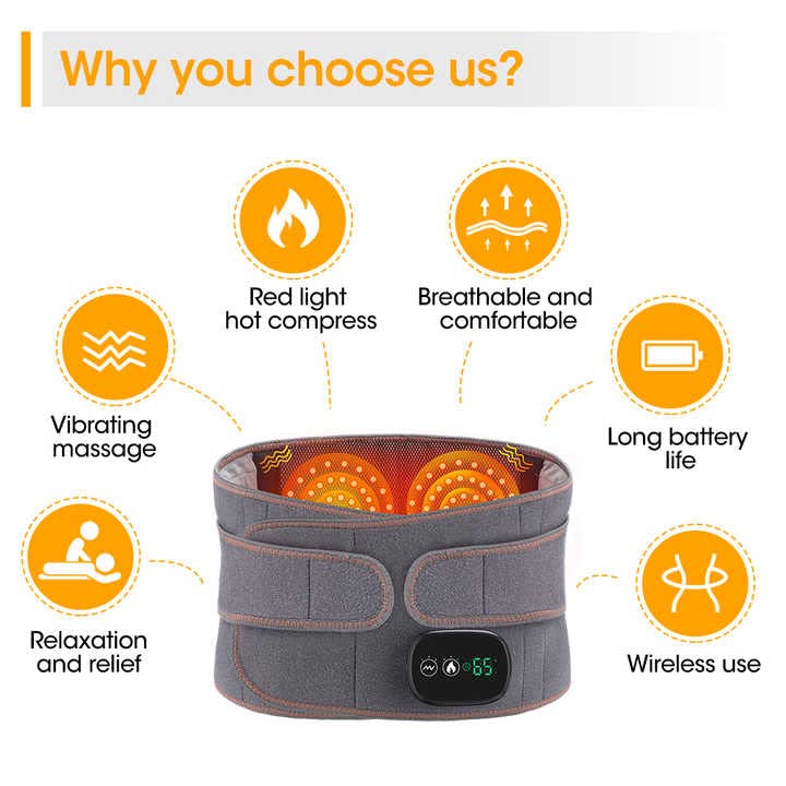 Avtoit | Infrared Back Support Belt | Adjustable Heat & Vibration for Pain Relief and Muscle Relaxation