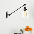 Avtoit | Black/Bronze/Brass 1-light Wall Lamp Fixture Industrial Style Clear Glass Cone Light with Arm, 8"/12" L