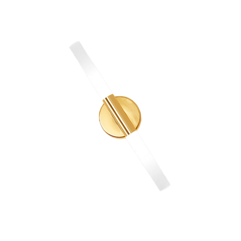 Avtoit | Minimalist Slim Tubular Wall Lamp White Glass LED Corner Wall Lighting Fixture in Brass
