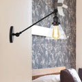 Avtoit | Industrial Conical Wall Lamp 1 Light Clear Glass Lighting in Black/Bronze/Brass, 8"/12" L Arm