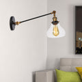 Avtoit | 1 Light Indoor Lighting Fixture Farmhouse Black/Bronze/Brass Wall Lamp with Pear Clear Glass Shade, 8"/12" L Arm