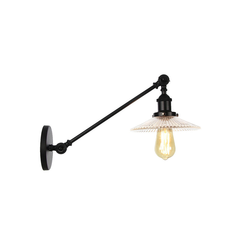 Avtoit | Clear Ribbed Glass Bronze/Brass/Copper Wall Mounted Lamp Shade 1 Light Vintage Lighting Fixture, 8"/12" L Arm