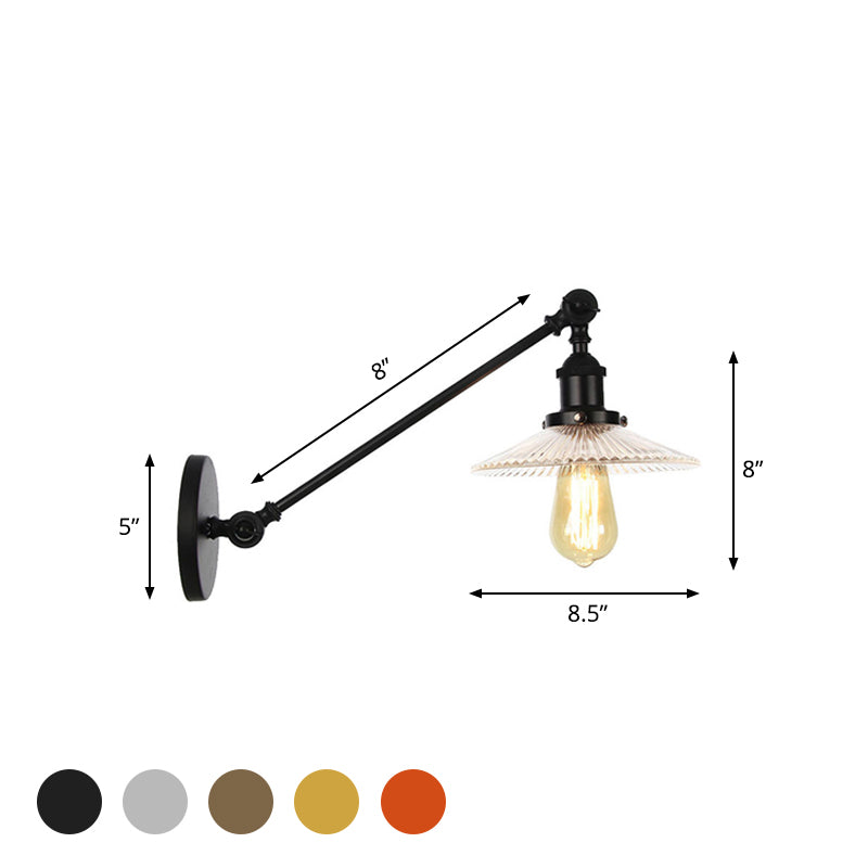 Avtoit | Clear Ribbed Glass Bronze/Brass/Copper Wall Mounted Lamp Shade 1 Light Vintage Lighting Fixture, 8"/12" L Arm