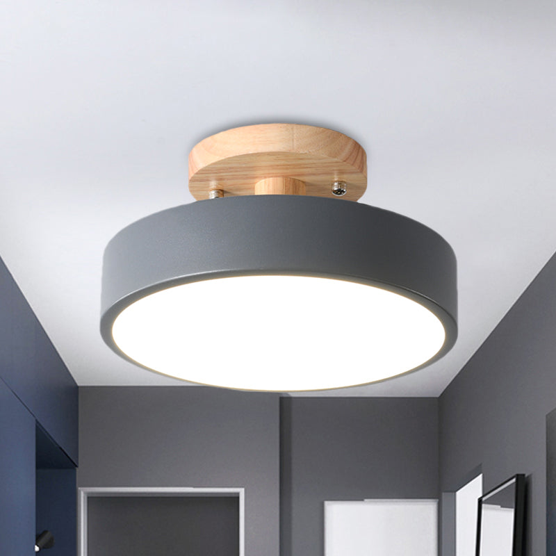 Avtoit | Scandinavian LED Ceiling Light with Wood | Modern Drum Shape for Hallways and Entrances | Energy-Efficient Lighting