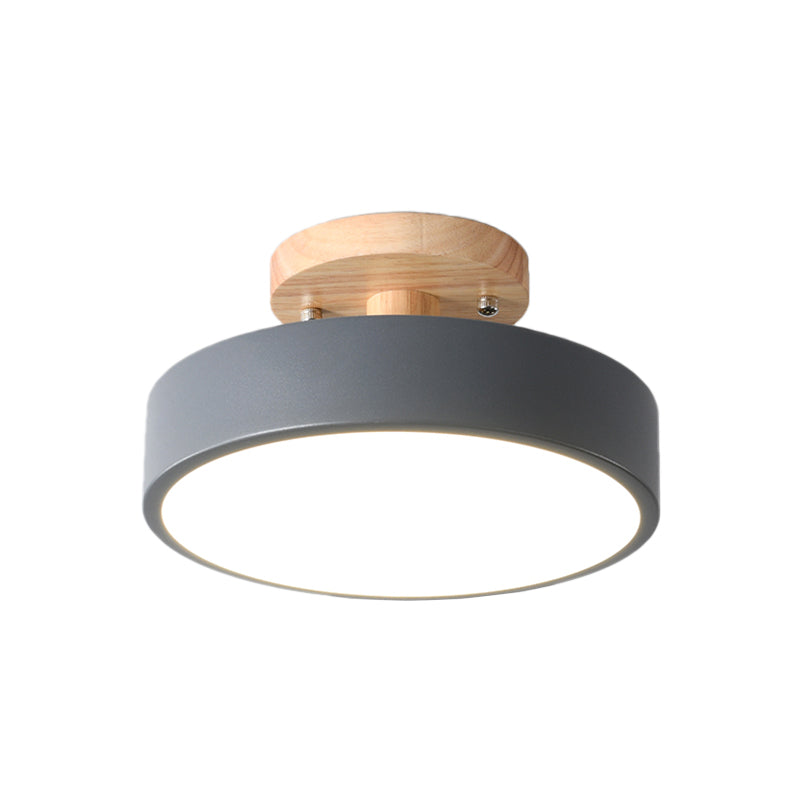 Avtoit | Scandinavian LED Ceiling Light with Wood | Modern Drum Shape for Hallways and Entrances | Energy-Efficient Lighting
