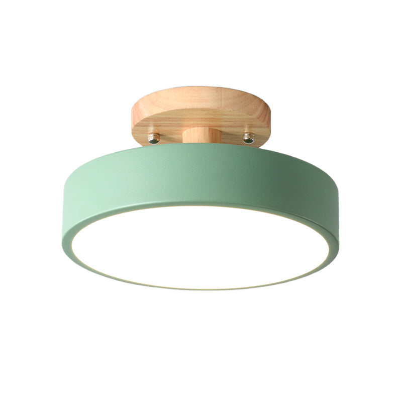 Avtoit | Scandinavian LED Ceiling Light with Wood | Modern Drum Shape for Hallways and Entrances | Energy-Efficient Lighting