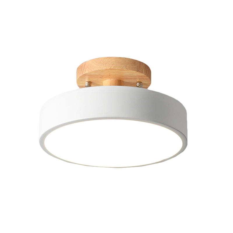 Avtoit | Scandinavian LED Ceiling Light with Wood | Modern Drum Shape for Hallways and Entrances | Energy-Efficient Lighting