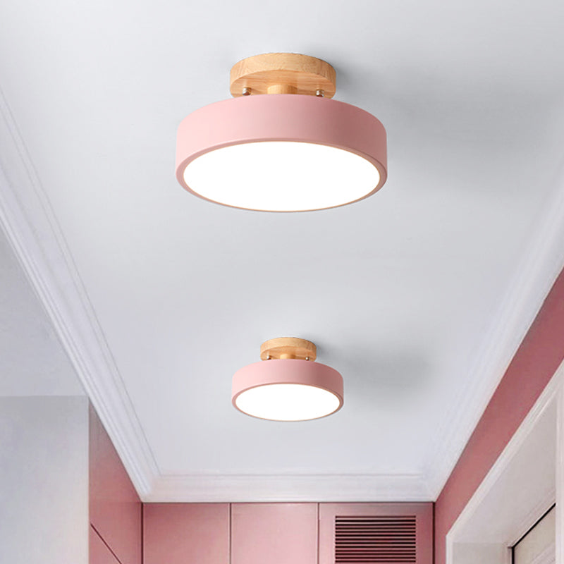 Avtoit | Scandinavian LED Ceiling Light with Wood | Modern Drum Shape for Hallways and Entrances | Energy-Efficient Lighting