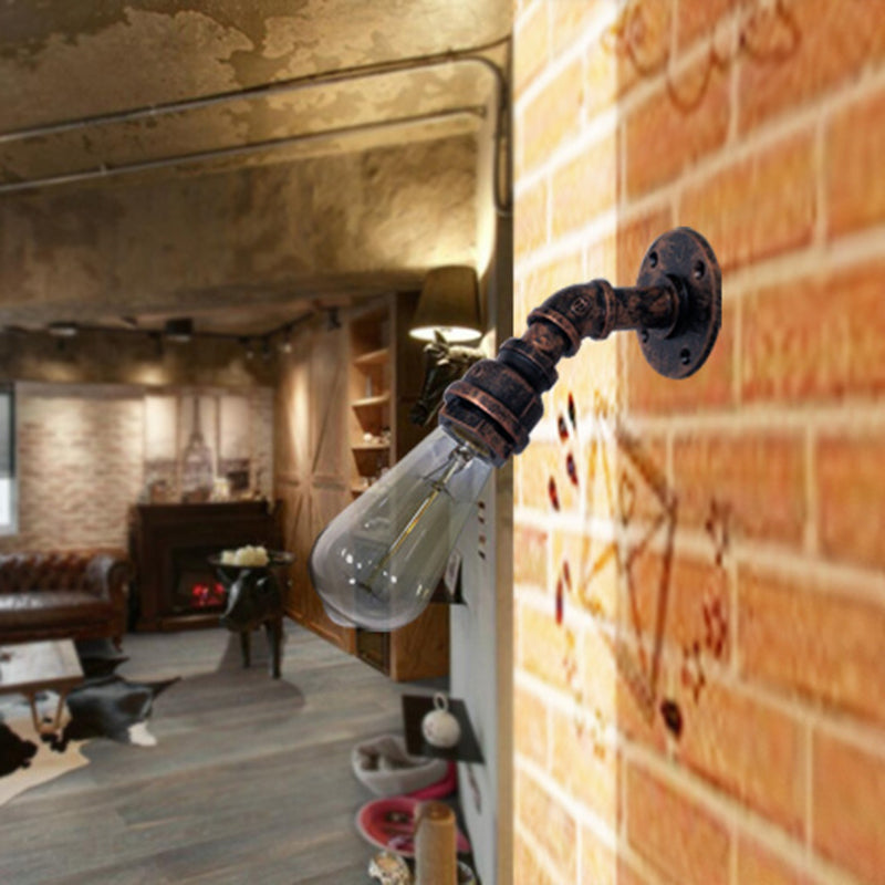 Avtoit | Water pipe Metal Wall lighting Vintage 1 Light Stair wall mounting Lamp Wall lamp in Rust