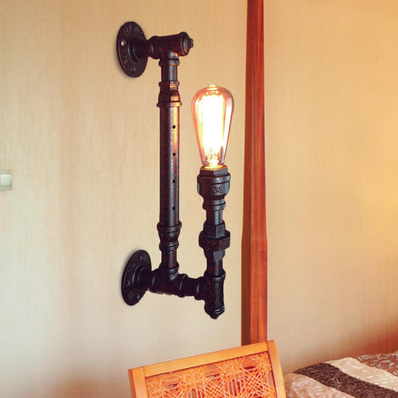 Avtoit | Black Finish 1-Light Wall Lamp Fixture Industrial Iron Pencil Pipe Wall Lamp for Bar