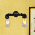 Avtoit | Metal Bare Bulb Wall Lamp Light Fixture Farmhouse 2-Head Coffee House Wall Mount Lamp in Black/Rust
