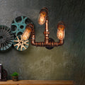 Avtoit | 3 Bulb Wall Sconce Lighting Farmhouse Curved Arm Metal Wall Mounted Lamp in Rust for Bar