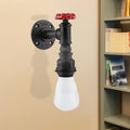 Avtoit | Black 1-Bulb Wall Lamp Farmhouse Iron Pipe Wall Mount Lighting with Red Valve Decoration for the Corner