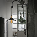 Avtoit | 1 Light Flared Pulley Wall Lamp Industrial Black Metallic Sconces Lamp with Gooseneck Arm