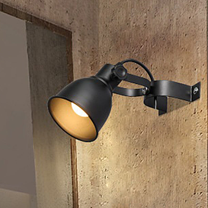 Avtoit | Black version 1-Bulb wall lamp sconces Industrial iron dome wall-mounted lamp with adjustable handle