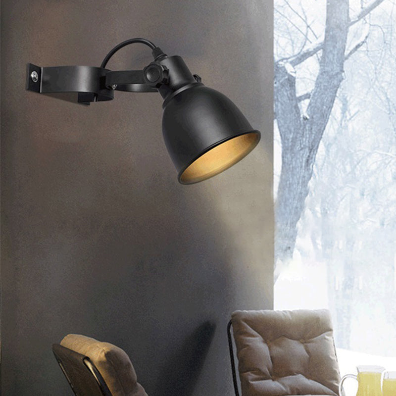 Avtoit | Black version 1-Bulb wall lamp sconces Industrial iron dome wall-mounted lamp with adjustable handle