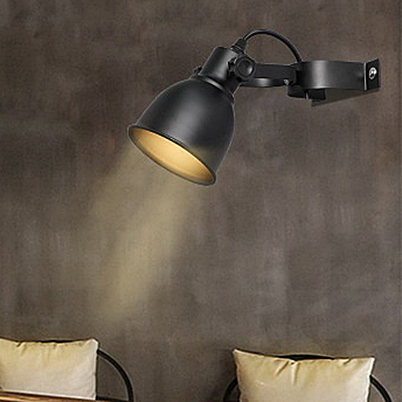 Avtoit | Black version 1-Bulb wall lamp sconces Industrial iron dome wall-mounted lamp with adjustable handle