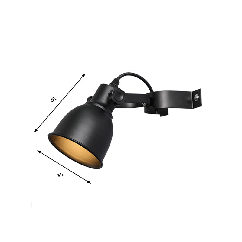 Avtoit | Black version 1-Bulb wall lamp sconces Industrial iron dome wall-mounted lamp with adjustable handle
