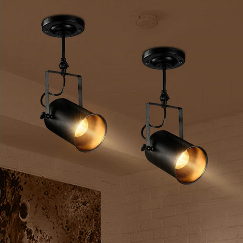 Avtoit | Farmhouse Cylinder Sconce Lighting 1-Light Iron Wall Lamp Fixture in Black with Adjustable Handle