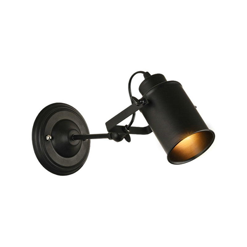 Avtoit | Farmhouse Cylinder Sconce Lighting 1-Light Iron Wall Lamp Fixture in Black with Adjustable Handle