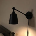 Avtoit | Iron Bell Wall Mount Sconce Industrial 1 Head Nightstand Plug-In Wall Light Fixture in Black with Swivel Arm