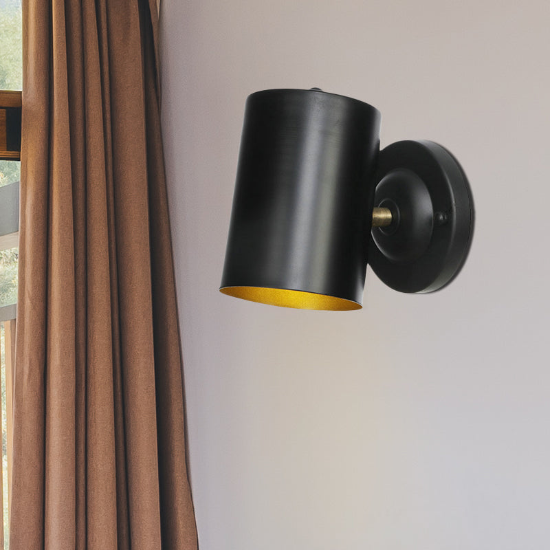 Avtoit | 1 Light Cylindrical Wall Lamp Fixture Farmhouse Black Finish Metal Wall Mount Wall Lamp for Bedside, 4"/6" W