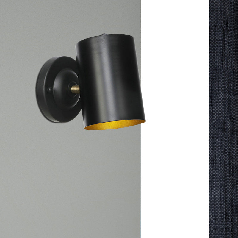 Avtoit | 1 Light Cylindrical Wall Lamp Fixture Farmhouse Black Finish Metal Wall Mount Wall Lamp for Bedside, 4"/6" W
