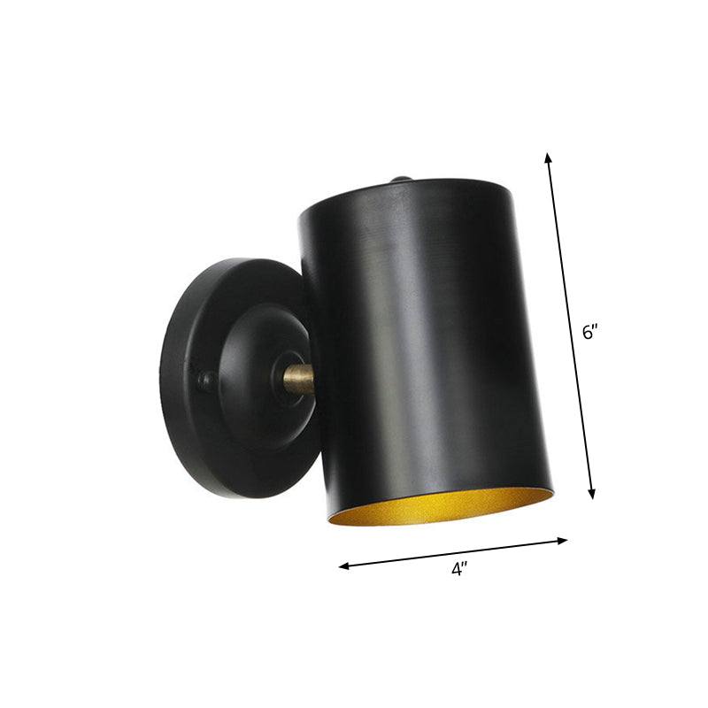 Avtoit | 1 Light Cylindrical Wall Lamp Fixture Farmhouse Black Finish Metal Wall Mount Wall Lamp for Bedside, 4"/6" W