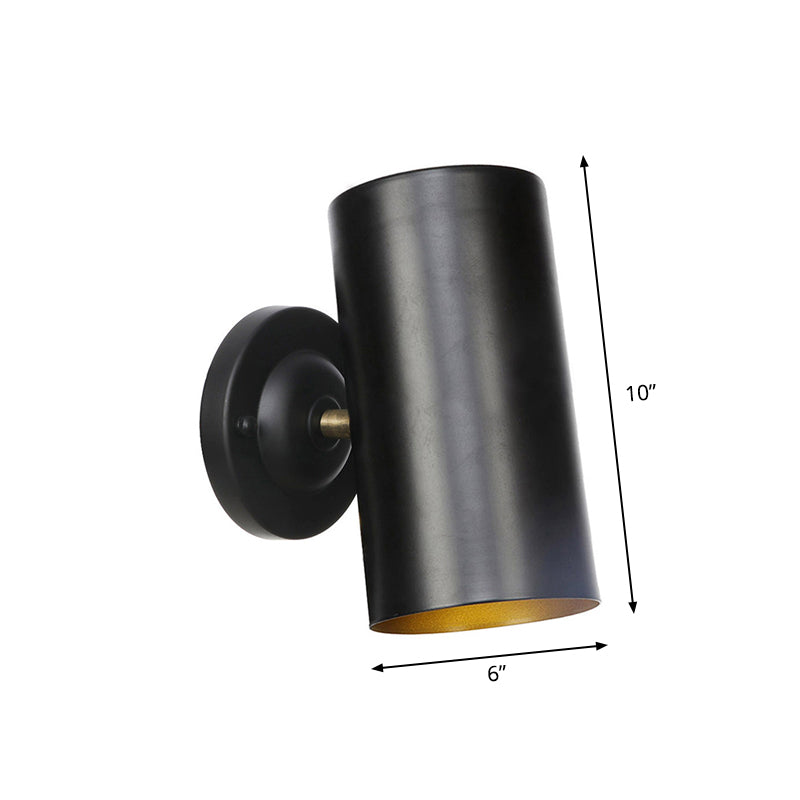 Avtoit | 1 Light Cylindrical Wall Lamp Fixture Farmhouse Black Finish Metal Wall Mount Wall Lamp for Bedside, 4"/6" W