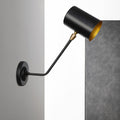 Avtoit | Metal cylindrical wall lamp sconce industrial 6"/10" high 1-light bedroom wall lamp fixture in black with sloping arm