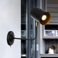 Avtoit | 1 Light Sconces Lighting Fixture Industrial Cylinder Metal Wall Lamp in Black with Curved Arm for Bedside