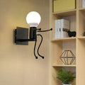 Avtoit | Black/White Human Shape Wall Lamp Art Deco Metallic 1/2-Cap Bedside Wall-mounted Lighting