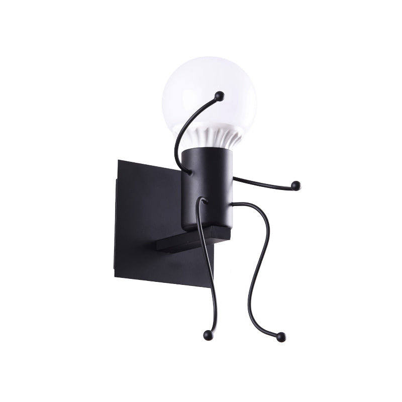 Avtoit | Black/White Human Shape Wall Lamp Art Deco Metallic 1/2-Cap Bedside Wall-mounted Lighting