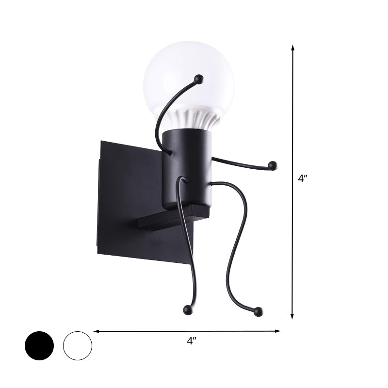 Avtoit | Black/White Human Shape Wall Lamp Art Deco Metallic 1/2-Cap Bedside Wall-mounted Lighting